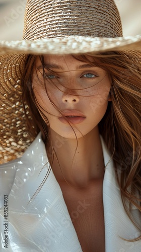 Woman in Yellow Dress and Hat