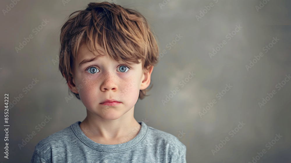 Young Child Expressing Heartbreak and Despair Against Minimalist Background - Emotional Portrait with Copy Space Young Child Expressing Heartbreak and Despair Against Minimalist Background - Emotional Portrait with Copy Space