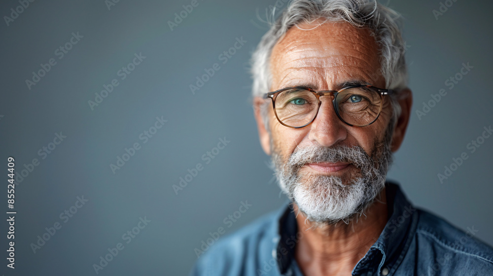 Serene Portrait of a Gentle Man with Soft Backdrop for Text Space Serene Portrait of a Gentle Man with Soft Backdrop for Text Space