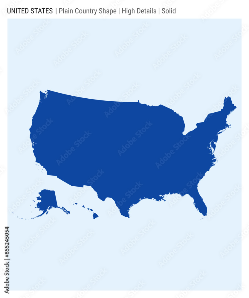 USA plain country map. High details. Solid style. Shape of USA. Vector illustration. USA plain country map. High details. Solid style. Shape of USA. Vector illustration.