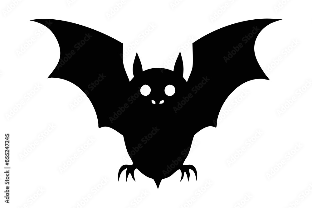 Black silhouette of a bat isolated on a white background. Concept of nocturnal wildlife, Halloween symbol, minimalist style, mysterious creature. Print, icon, design element. Black silhouette of a bat isolated on a white background. Concept of nocturnal wildlife, Halloween symbol, minimalist style, mysterious creature. Print, icon, design element.