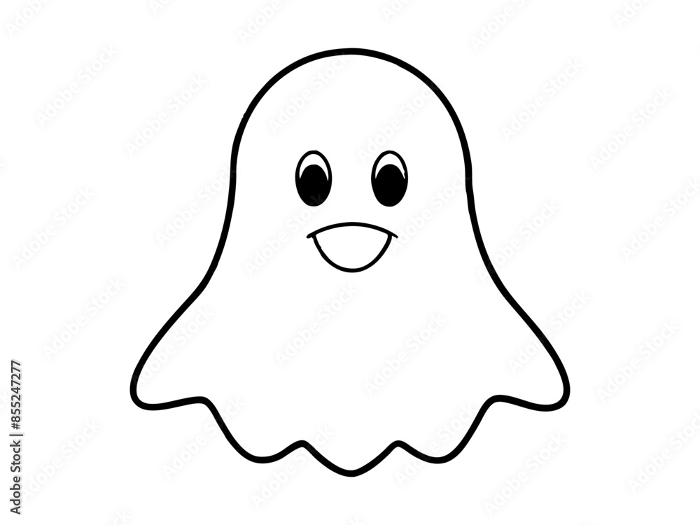 Black outline of cute ghost isolated on white background. Concept of spooky spirit, Halloween symbol, minimalist design, cute phantom. Print, icon, design element, coloring page Black outline of cute ghost isolated on white background. Concept of spooky spirit, Halloween symbol, minimalist design, cute phantom. Print, icon, design element, coloring page