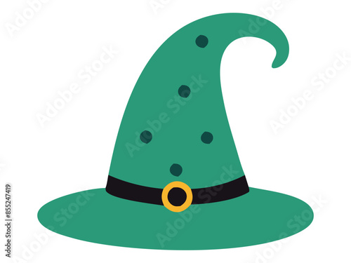 Witch hat isolated on a white background. Wizard hat. Concept of fantasy accessory, magical item, Halloween, minimalist style, enchantment symbol. Print, design element.