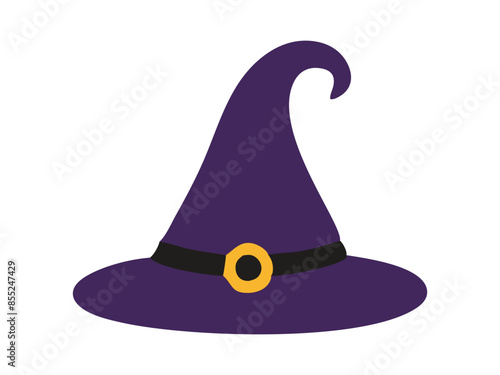 Witch hat isolated on a white background. Wizard hat. Concept of fantasy accessory, magical item, Halloween, minimalist style, enchantment symbol. Print, design element.
