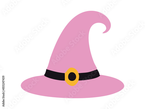 Witch hat isolated on a white background. Wizard hat. Concept of fantasy accessory, magical item, Halloween, minimalist style, enchantment symbol. Print, design element.