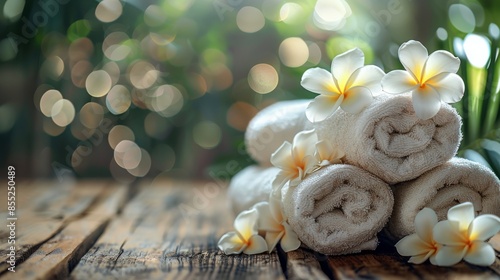 Stack of White Towels on Wooden Table
