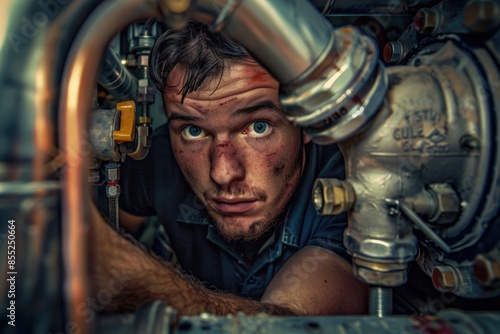 Wallpaper Mural A man examining a pipe with great attention Torontodigital.ca