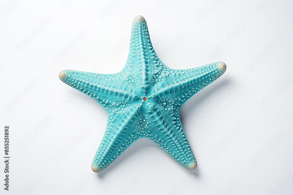 A blue starfish isolated on clear white background