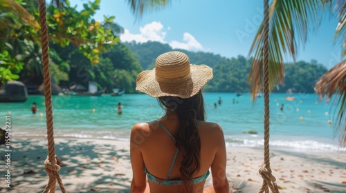 Woman in Bikini Swinging