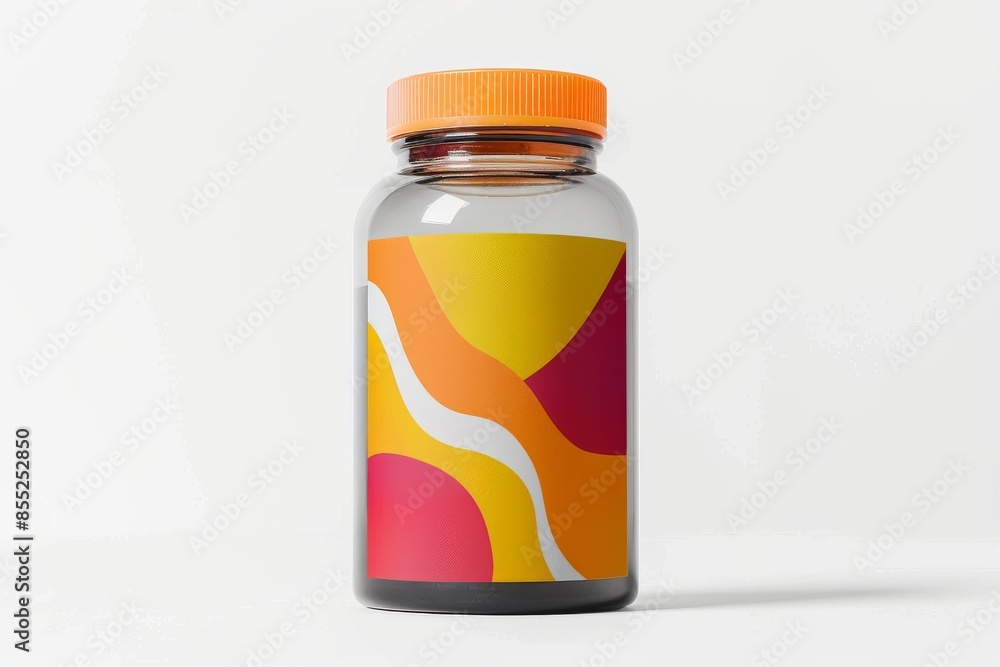 Obraz premium A Glass Bottle With an Abstract Design Label
