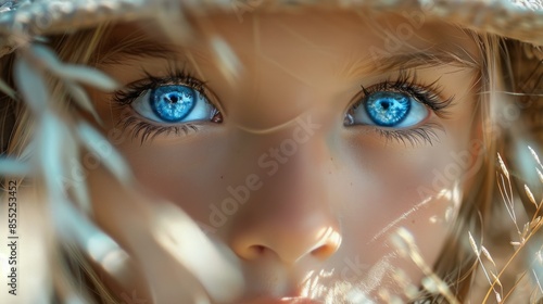 Young Girl With Blue Eyes in Wheat Field