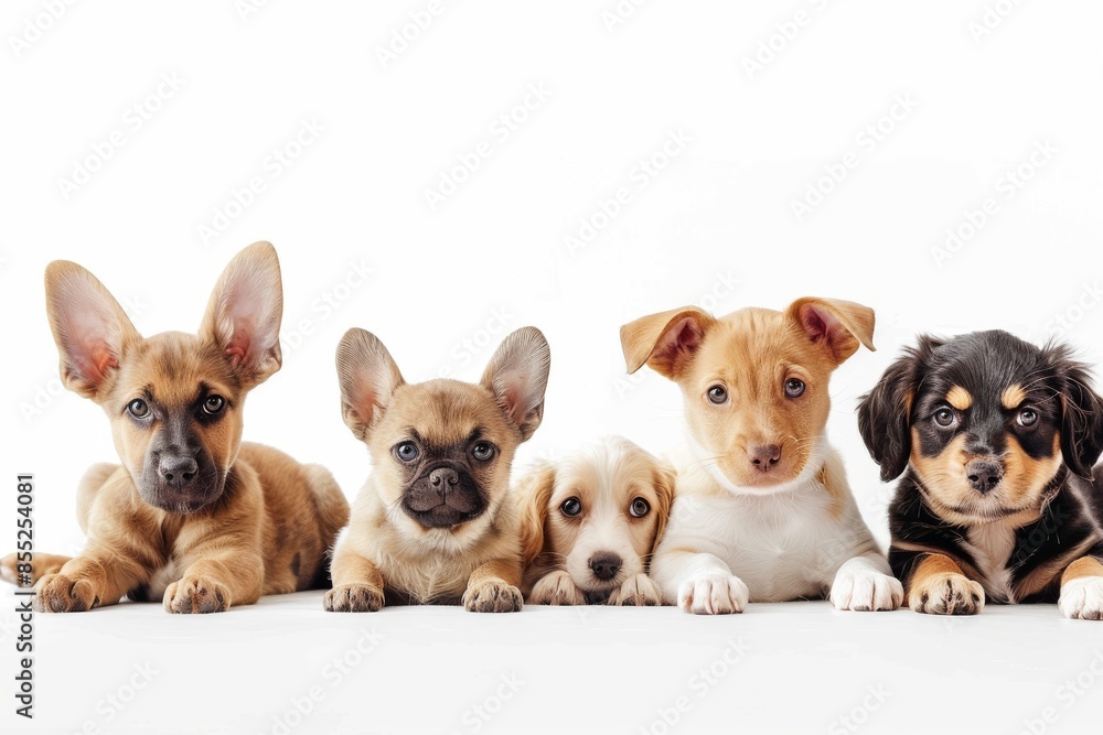 Five Adorable Puppies Posing For a Group Portrait Five Adorable Puppies Posing For a Group Portrait