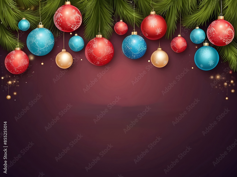 Beautiful Christmas balls banner with text space design Beautiful Christmas balls banner with text space design