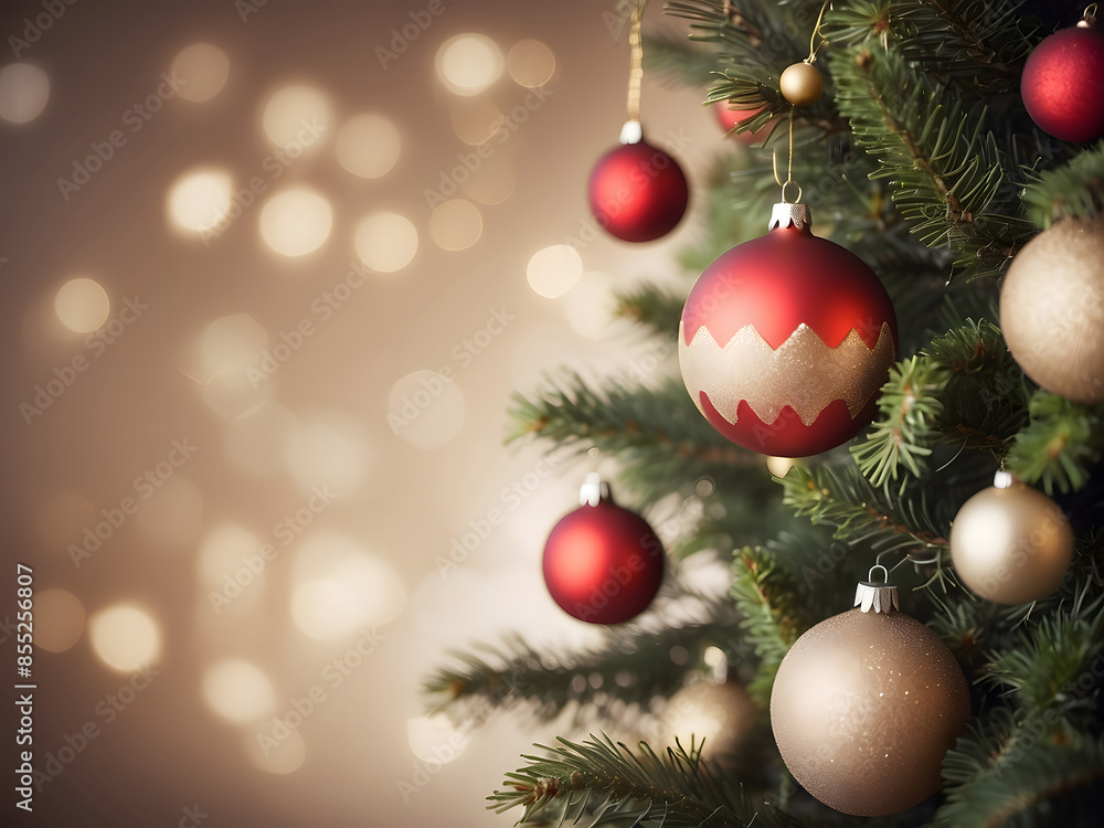 Christmas Tree With Baubles And Blurred Shiny Lights design Christmas Tree With Baubles And Blurred Shiny Lights design