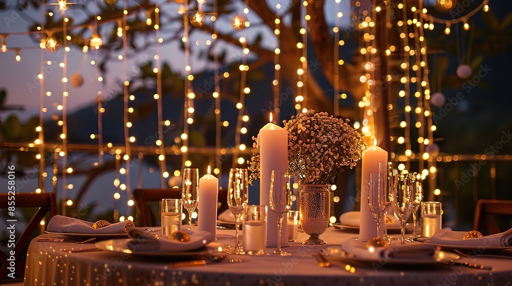 Obraz premium _A_festive_wedding_table_setting_with_elegant_decorations_generative_ai_image