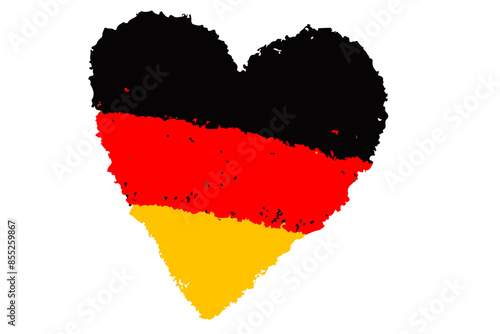 German Flag Heart Illustration. Hand drawn heart shape in red, yellow and black colours. 