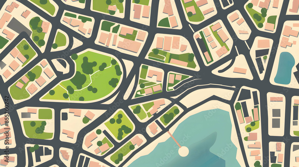Fototapeta premium Street map of town
