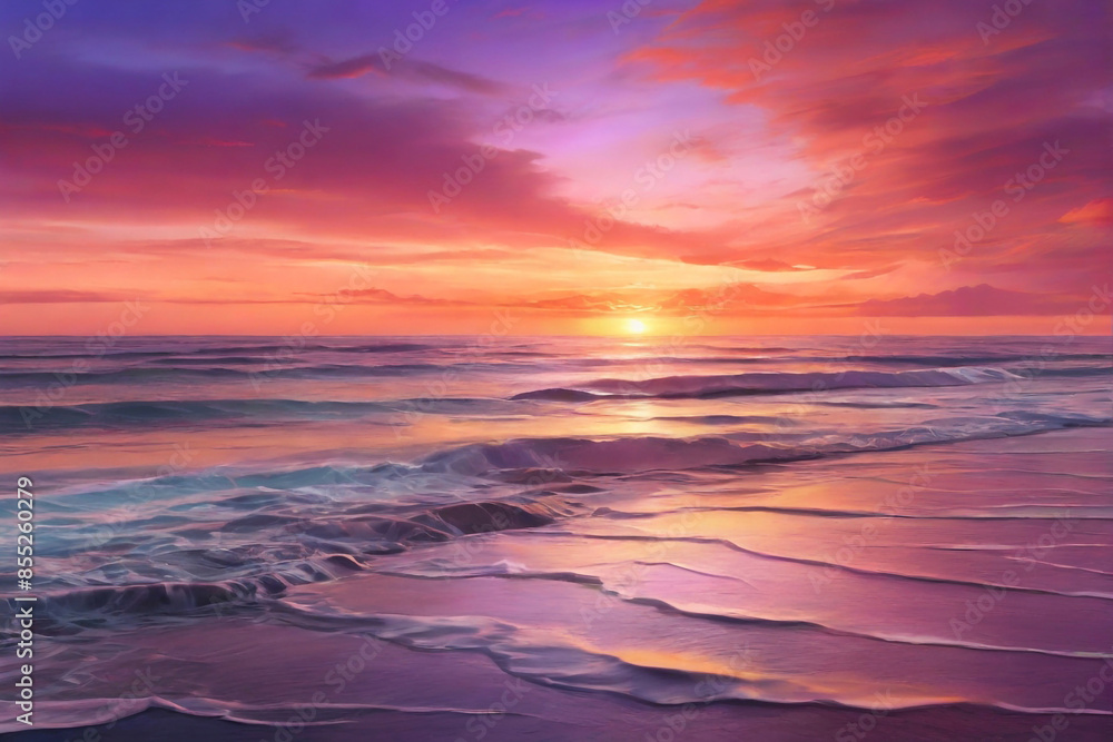 A breathtaking sunset over a calm ocean, with hues of pink, orange, and purple blending seamlessly into the horizon. A breathtaking sunset over a calm ocean, with hues of pink, orange, and purple blending seamlessly into the horizon.