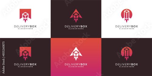 Box delivery logo vector collection. Abstract logistics service design illustration template.