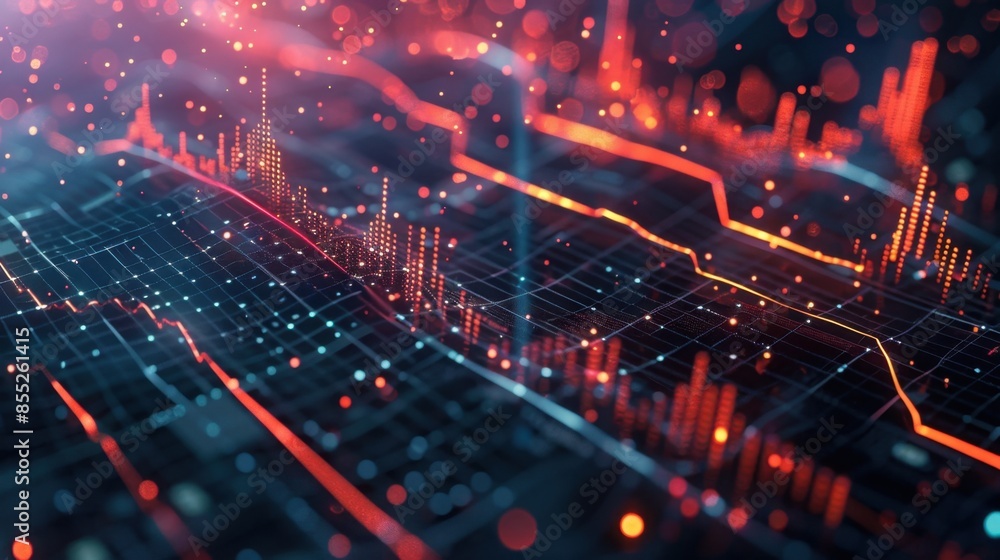 A futuristic abstract digital network with glowing red lines and data visualizations on a black background. A futuristic abstract digital network with glowing red lines and data visualizations on a black background.