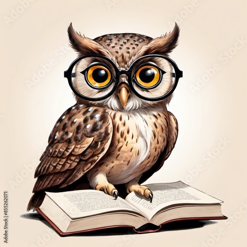 Wallpaper Mural black and white drawing of an owl wearing a pair of round glasses Torontodigital.ca