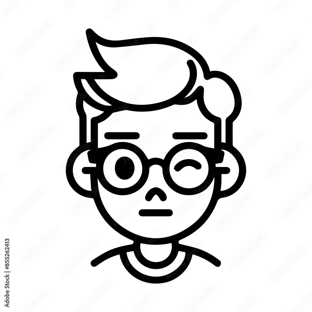 Cute Geek logo or modern line icon. Vector line art and icon design with bold outline. Black and white Pixel Perfect minimalistic symbol isolate white background. Creative logotype Cute Geek logo or modern line icon. Vector line art and icon design with bold outline. Black and white Pixel Perfect minimalistic symbol isolate white background. Creative logotype
