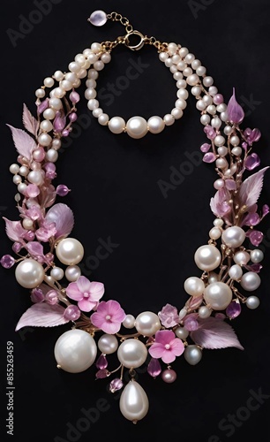 Wallpaper Mural pearl necklace on black Torontodigital.ca