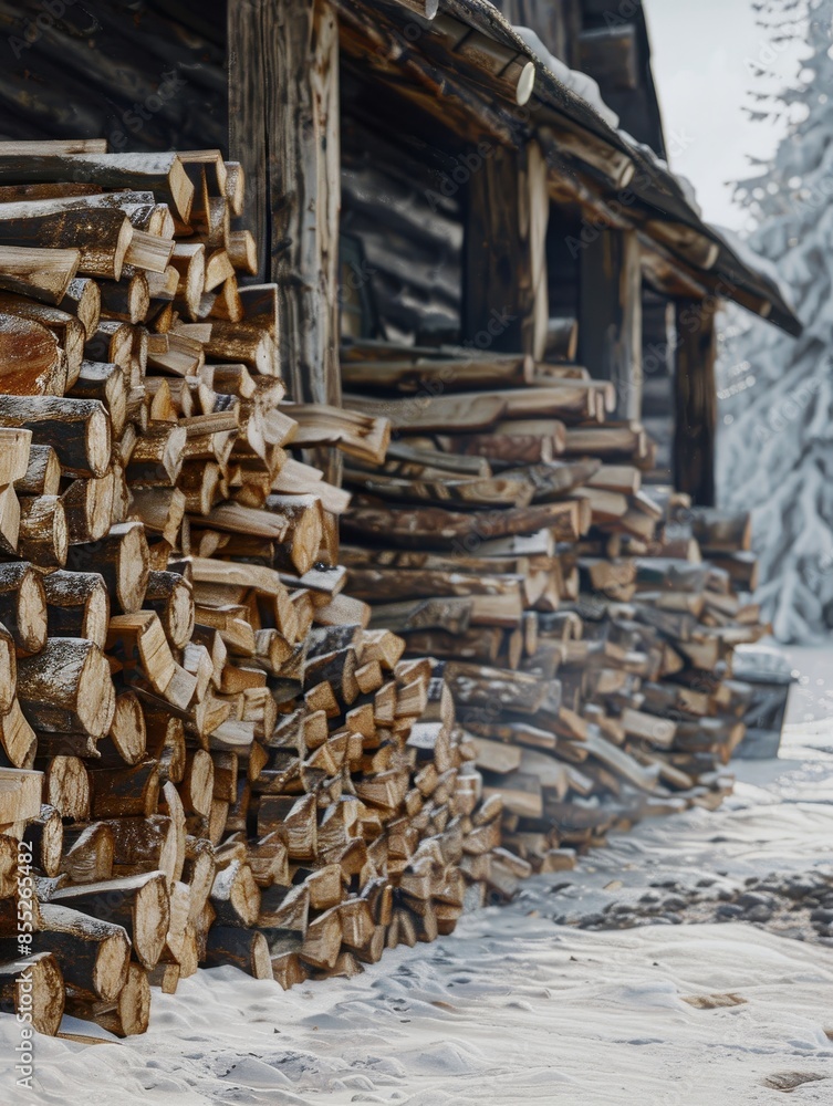 Stacked logs ready for winter use, highlighting rural living. Ideal for nature and countryside content. Stacked logs ready for winter use, highlighting rural living. Ideal for nature and countryside content.
