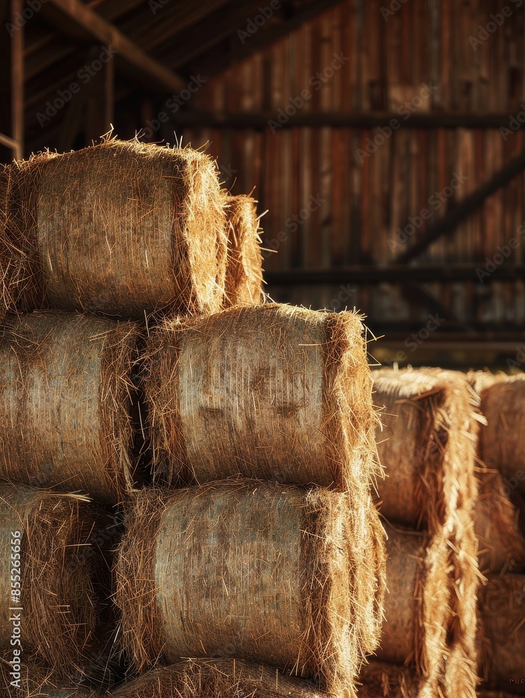Close-up of straw bales stored in a barn, providing a rustic and traditional look. Ideal for countryside and livestock contexts. Close-up of straw bales stored in a barn, providing a rustic and traditional look. Ideal for countryside and livestock contexts.