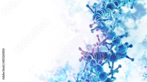 Intricate molecular biology visuals on a clean background, with space for text, ideal for genetic research and molecular studies