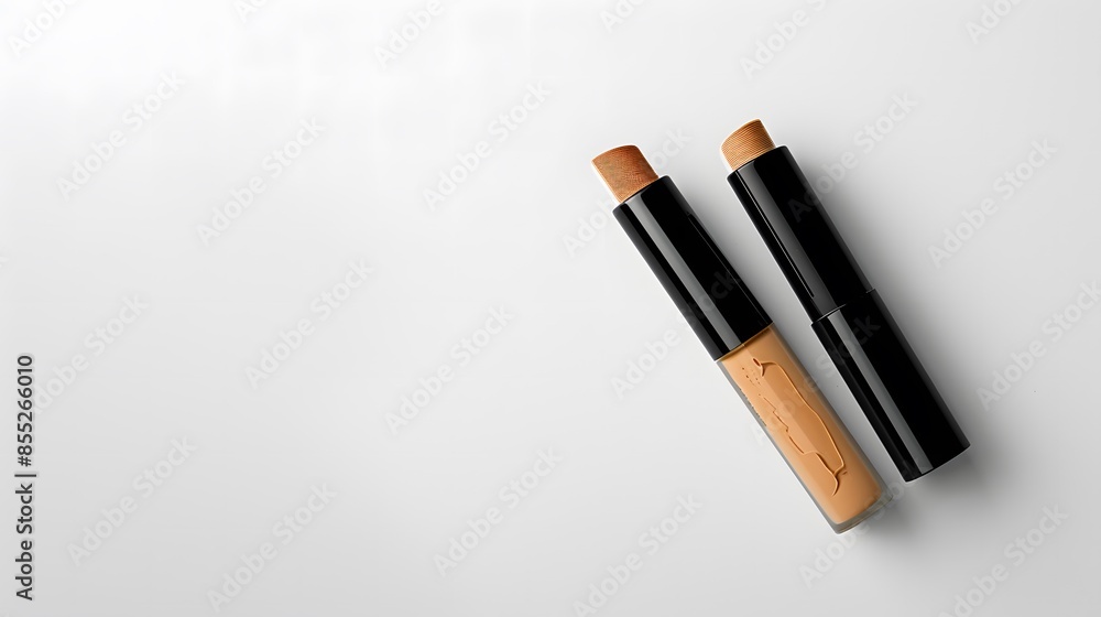 Two concealer sticks on a white background. Studio product photography with copy space. Beauty and cosmetics concept. Design for poster, print, banner.
Two concealer sticks on a white background. Studio product photography with copy space. Beauty and cosmetics concept. Design for poster, print, banner.