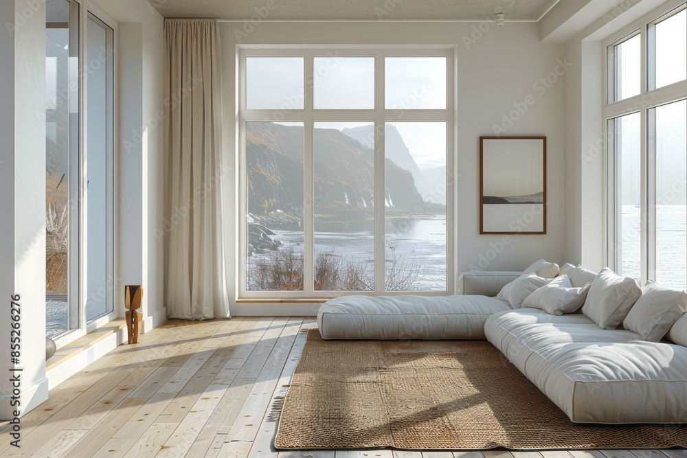 Fototapeta premium Cozy Living Room with Rustic Charm