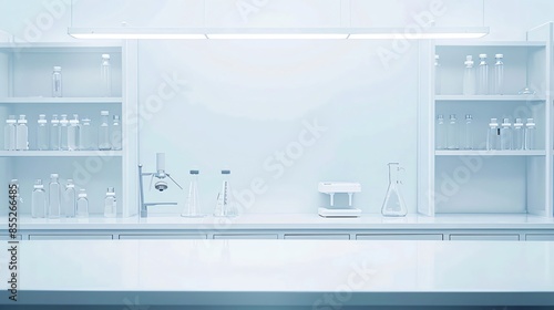Modern biomedical research lab with sleek equipment on a clean background, with clear space for text, perfect for scientific studies and laboratory work