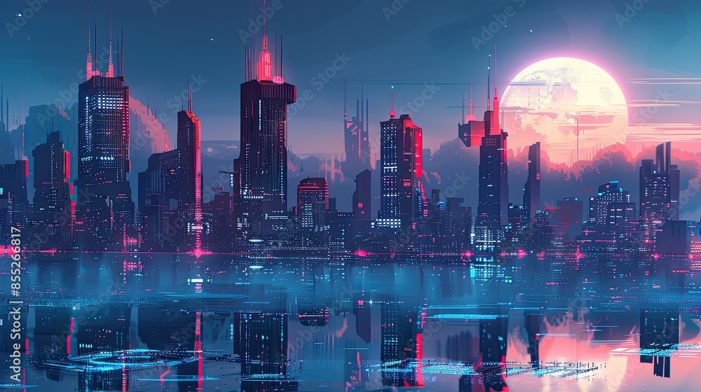 Futuristic skyline with tech-inspired designs Futuristic skyline with tech-inspired designs