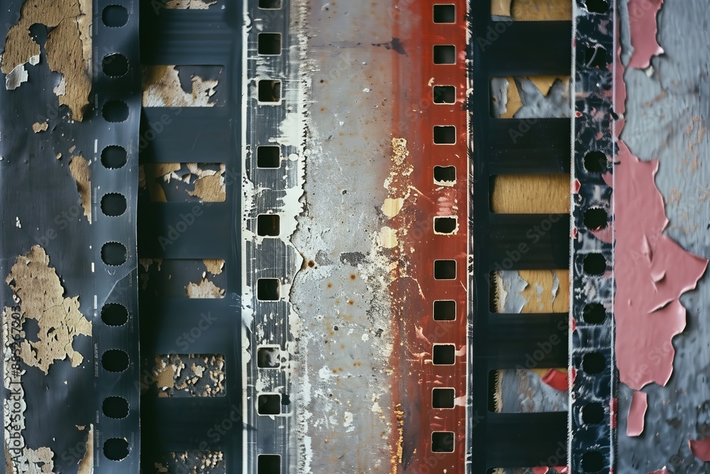 long 35mm film strip with empty or blank window texture 
