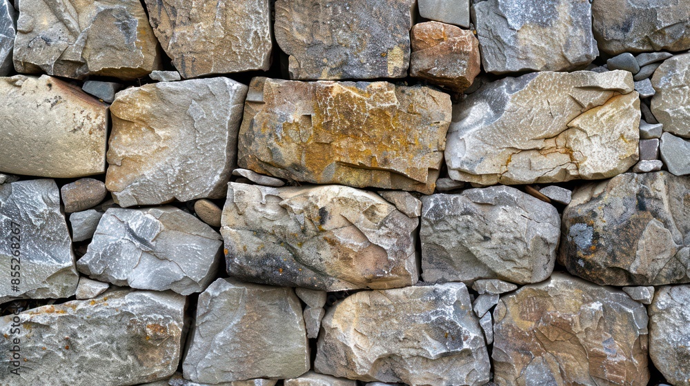 Detailed image showcasing the texture and pattern of a wall made from various interlocking stones of different colors Detailed image showcasing the texture and pattern of a wall made from various interlocking stones of different colors