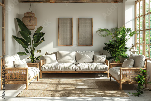 Bright Coastal Living Room with Natural Elements