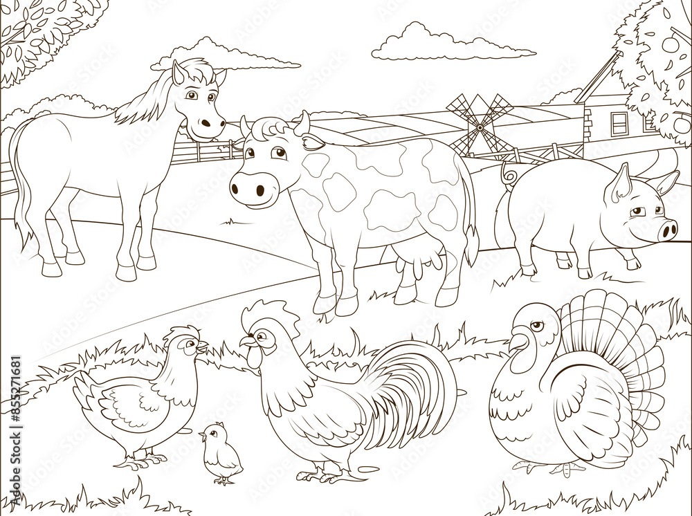 Coloring book farm cartoon educational game PNG illustration Coloring book farm cartoon educational game PNG illustration