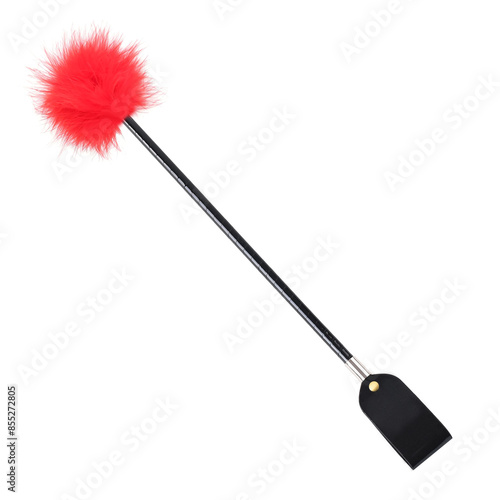 Red Feather Tickler with Black Handle
