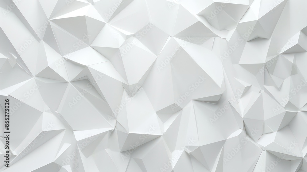 3D rendering of a white geometric pattern with polygonal shapes, creating a modern abstract background 3D rendering of a white geometric pattern with polygonal shapes, creating a modern abstract background