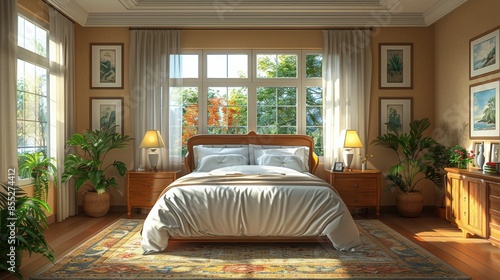 Spacious Bedroom With Large Bed and Chair