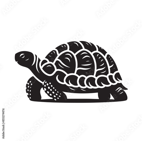 black vector illustration of a tortoise logo icon in silhouette. Perfect for branding, logos, or minimalist designs.