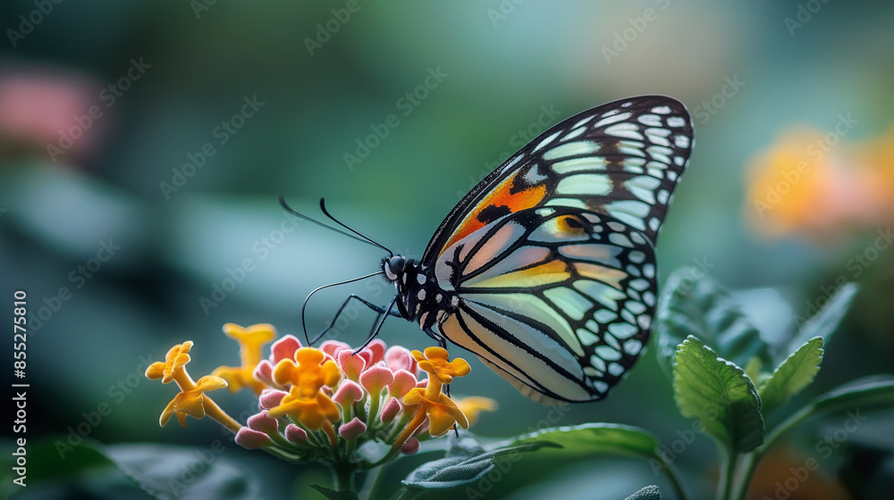 butterfly in beautiful colours on flower . in spring butterfly in beautiful colours on flower . in spring