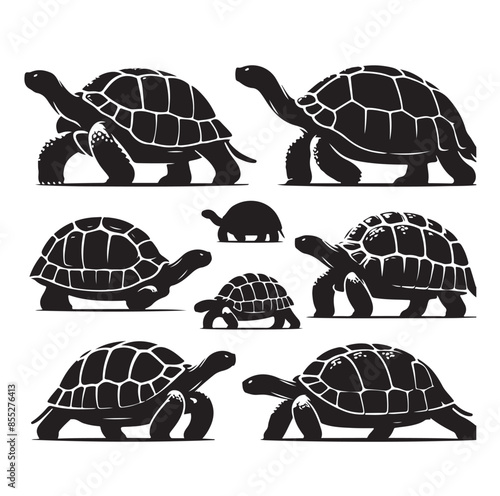 black vector illustration of a tortoise logo icon in silhouette. Perfect for branding, logos, or minimalist designs.