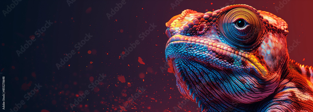 Obraz premium Chameleon Wearing Sunglasses on Solid Color Background - Vector Art
