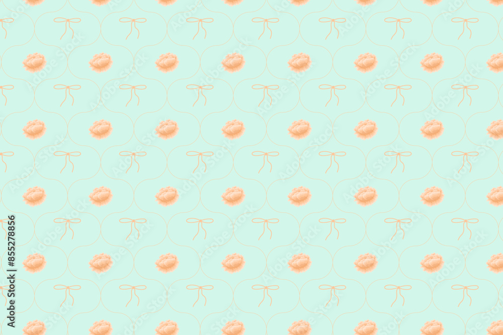 Cute hand drawn trendy seamless flowers print with bow. Modern cartoon style pattern. Fabric print, Wallpaper, Doodle style. Vector. Cute hand drawn trendy seamless flowers print with bow. Modern cartoon style pattern. Fabric print, Wallpaper, Doodle style. Vector.