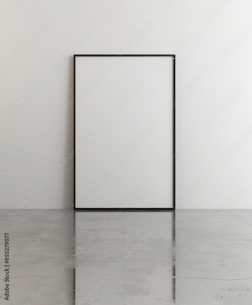 Stylish empty frame on white wall mockup Stylish empty frame on white wall mockup