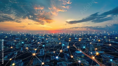 Smart City and network connection concept