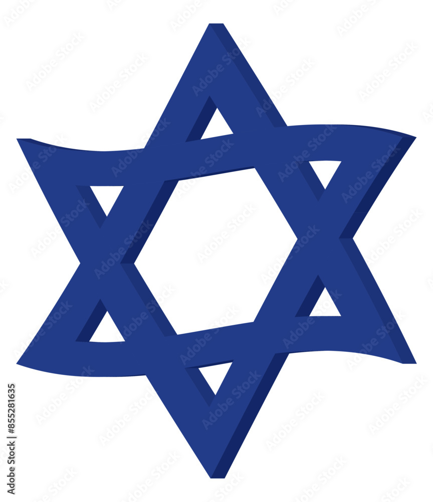 Magen David, vector. Jewish star, National symbol of Israel, wavy form, 3D Magen David, vector. Jewish star, National symbol of Israel, wavy form, 3D