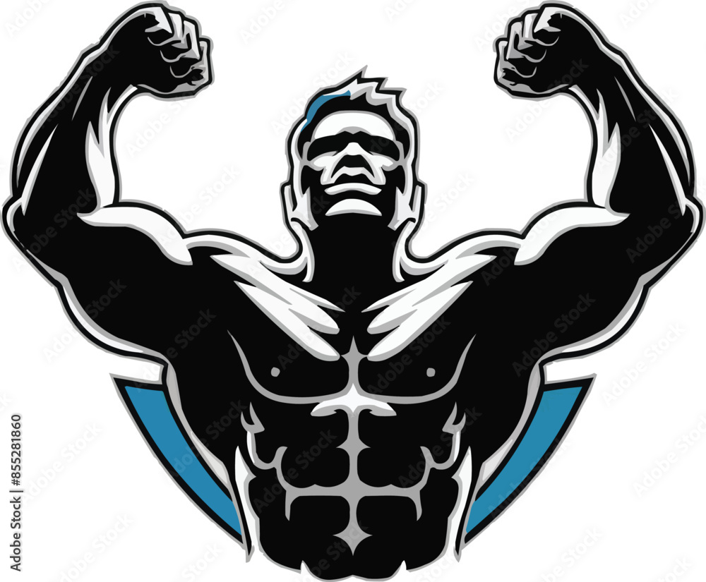 Fototapeta premium bodybuilder logo icon silhouette vector style art illustration 